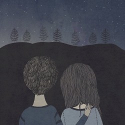 mayraarvizo:  #illustration #ilustracion #night #trees #drawing