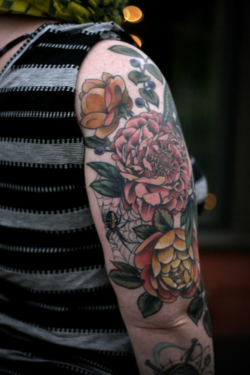 Garden half sleeve for Erin, who is the best. Thanks for the good conversation and letting me have f