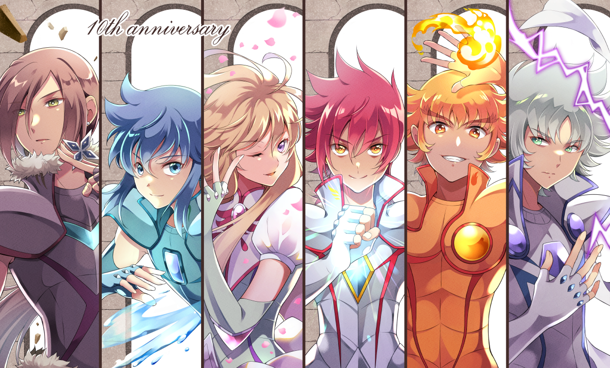 Saint Seiya Omega, Omega Saints. Koga, Yuna, Ryuho, Soma, Eden, Haruto.