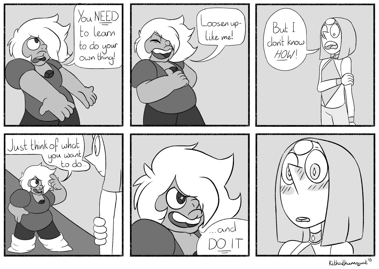 dailykitkats:  Daily #153 Day 6 - AU A little comic based on my friend Quill’s Earth!Pearl