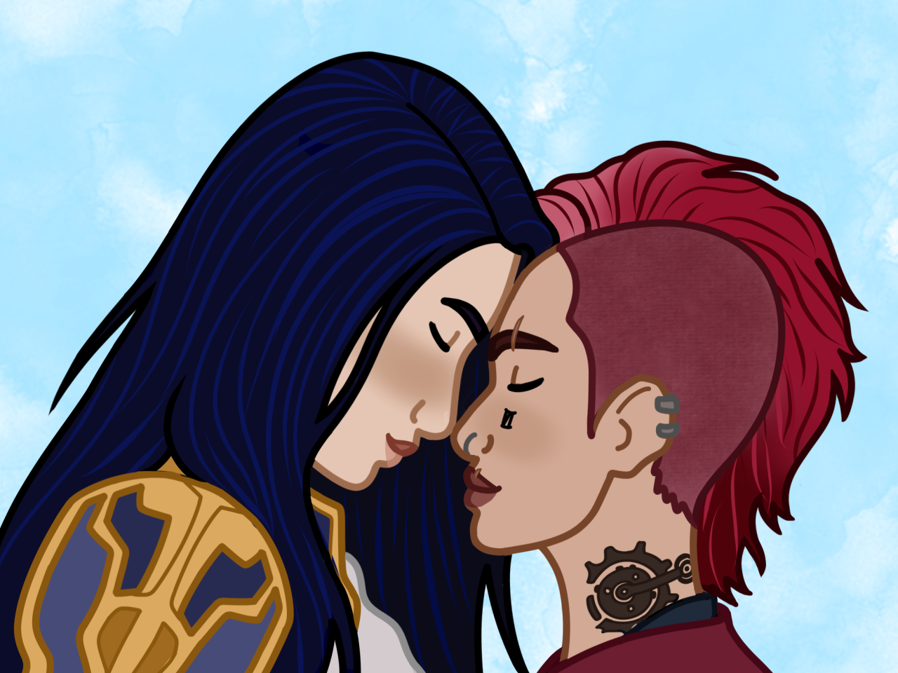 I’m not in this fandom but my friend is, so here’s my first drawing of the year! #wanted to experiment with some funky lines but... eeehhhh  #idk how I feel about em  #frik what else was I gonna say  #whatre these guys names  #vi x caitlyn  #thank you auto tags #arcane#sleepyselkiesiren art #apparently Im just not good at doing art in January  #I had so many I wanted to do #but alas #still dont like how I draw hair lines  #although messing around with brush textures for the buzz cut was kinda fun