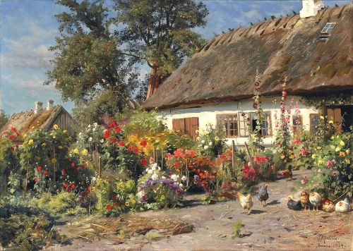 suonko:Peder Mork Monsted - A Cottage Garden with Chickens