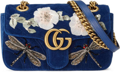 heavenhillgirl: GG Marmont embroidered velvet mini bag by Gucci 