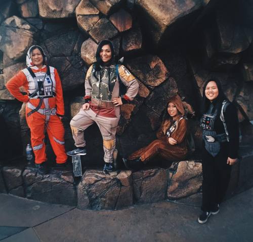 Star Wars onesies at the Star Wars Season of the Force at Disneyland, then went straight to the Star