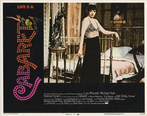 Lobby cards for the movie Cabaret, starring Liza Minelli and Joel Grey, 1972. Source