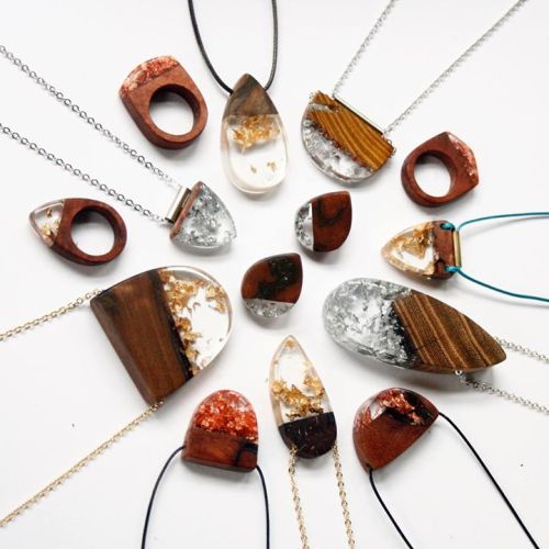 sosuperawesome:  Wood and resin -including glow in the dark- jewelry by BoldB on Etsy 