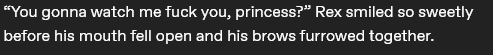 stardust-kenobi:wanderer-six:stardust-kenobi:Wildest Fantasies Rex x F!Reader x HunterSummary: A game of truth or dare reveals your deepest desires that Hunter and Rex are happy to indulge in. Word count: 3.9kWarnings: SMUT, 18+ minors DNI, mfm threesome