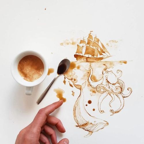 sixpenceee: Coffee and tea turned into beautiful artwork by Rajinder Singh. More info: Instagram