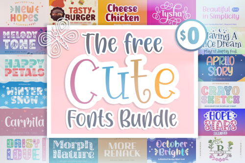 The Free Cute Fonts Bundle by Rizzky (7NTypes)★ download • FREE FONT BUNDLES