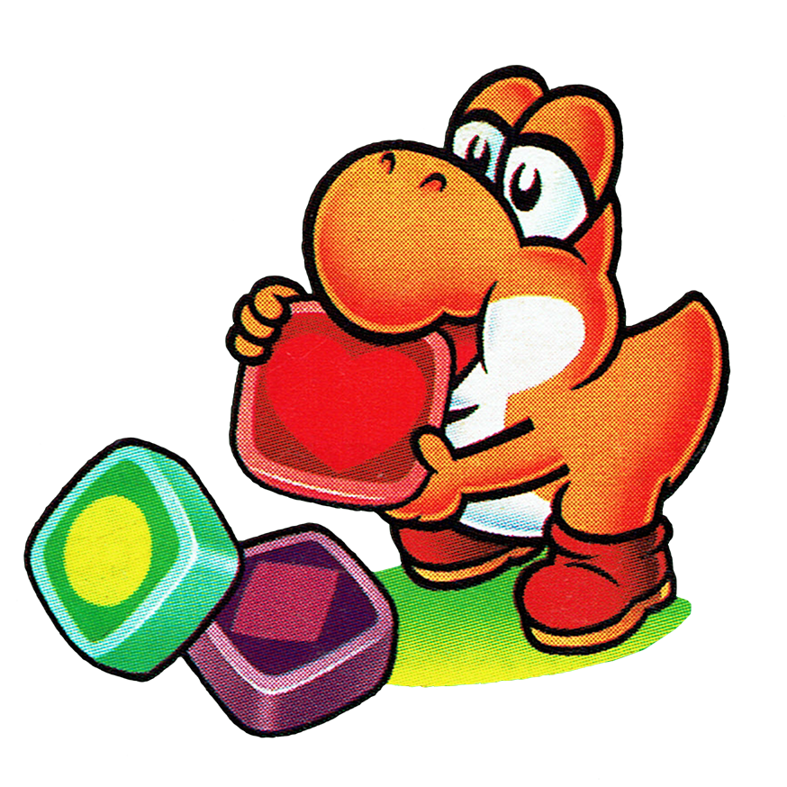 thevideogameartarchive:  Last of the unique Tetris Attack artwork - mmm, yummy blocks!