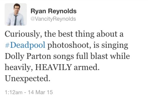 thebaconsandwichofregret:  dallonxweekes:  Is Ryan Reynolds even real  Dude’s been trying to play Deadpool for 11 years, that kind of thing does stuff to a man 