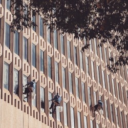 trefoiled:  Window washers, Peachtree Center, Atlanta. By me. Architect: John Portman.