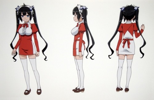 as-warm-as-choco:    DanMachi (ダンまち?) model sheets of Hestia’s (ヘスティア) outfits by character designer Shigeki Kimoto (木本 茂樹). Edited these photos from the Tokyo Anime Center exhibition in Akihabara (Part 2).