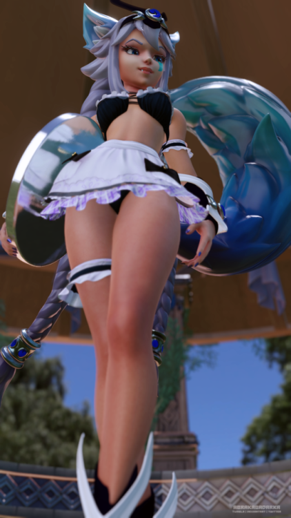 abrakabadarka:  - Why did Io lost her last job?- Because she’s so hot, every ice statue melted down when she started her shift!Maid clothes by Shuubaru.