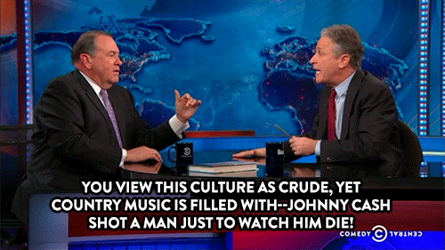 comedycentral:  Click here to watch Jon Stewart and Mike Huckabee discuss the cultural divide in America. 
