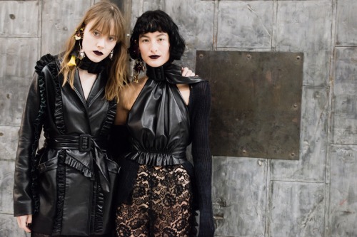 rodarte:  Kiki Willems and Heather Kemesky backstage at the Rodarte FW16 Show (Photo by Shawn Brackb