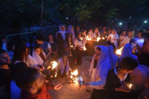 ezidxan:Celebrations of the Ezidi New Year, known as Red Wednesday, at the Lalish temple in Iraq on 