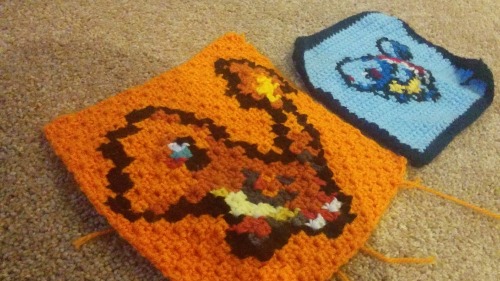 So I used to do sprites just single crocheting back and forth (the Squirtle on the right), but the c