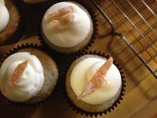 awkwardcupcake:Earl Grey Cupcake with Candied Orange Peel by JenAngel on Flickr.