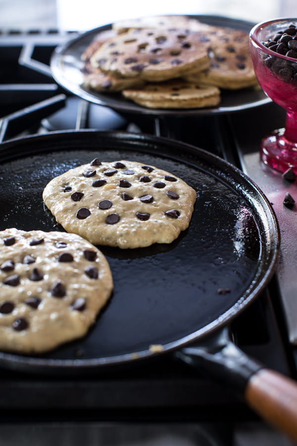 sweetoothgirl:  Ricotta Chocolate Chip Banana and Chia Pancakes