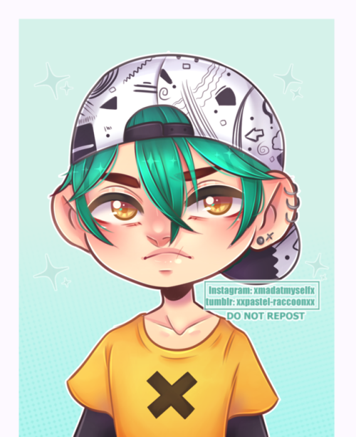 xxpastel-raccoonxx: The “Skater-Boii” with the green hair. DO NOT REPOST ANYWHERE