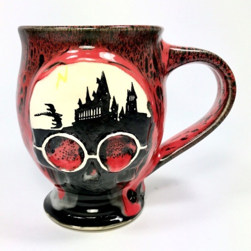 sosuperawesome:Mugs and Planters - including House Colored Wizarding Mugs Scrimshaw Pottery on EtsyS