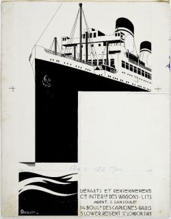 Ein-Bleistift-Und-Radiergummi:  Design For Cover Of A Blue Star Line Pamphlet. 