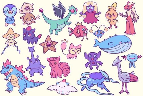 frejs-froggy-artblog:pokemon drawn from memory! thanks for all the suggestions 