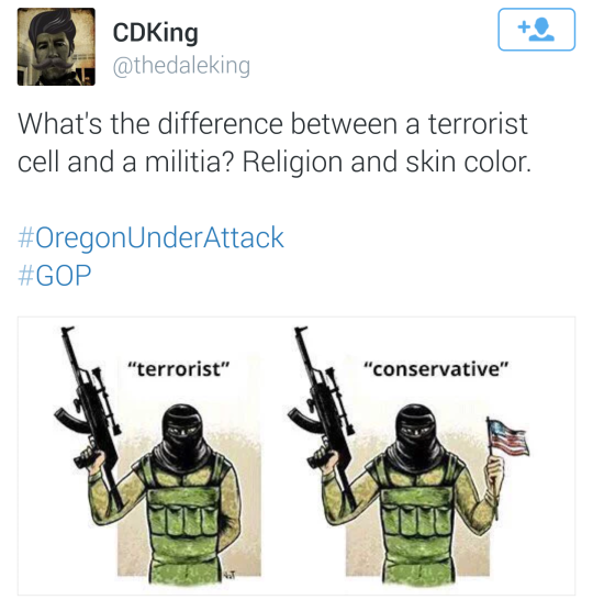 what happens when armed white men take over a federal building? you guessed it.