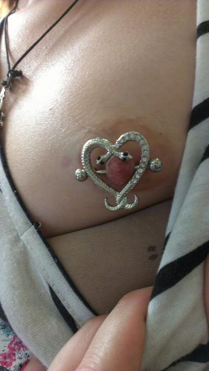 piercednipples:  kristinadarling submitted: my new snake heart nipple shields! I