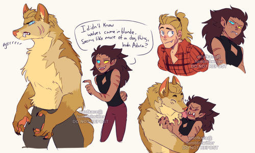 artofkace:   More pre-S5 ko-fi request art!! Werewolves vs Vampires AU anyone 👀? (+Bonus scary Queen Angella and Adora Woofs) 