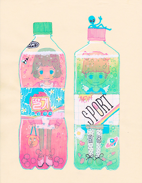 milkbbi:“Strawberry Soda With Sports Drink” one of my drawings i made for the fART show 