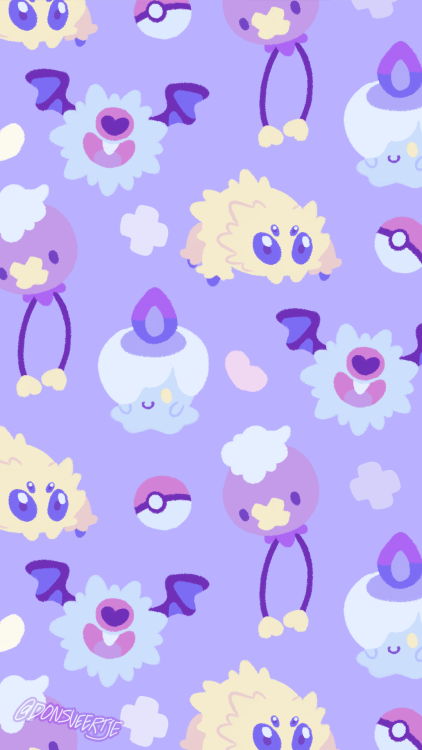 Spooky baby Pokémon pattern featuring Litwick, Woobat, Drifloon and Joltik!Downloadable wallpaper pa