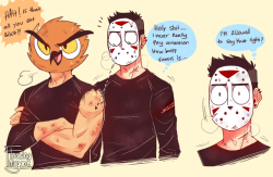 floatingmegane-san:  doodles - Vanoss and Delirious me love owl boi so much ;; 