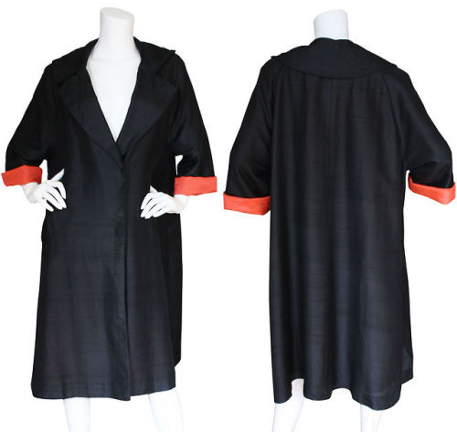 Oleg Cassini 1950&rsquo;s Raw Silk Swing Coat available on Featherstone Vintage