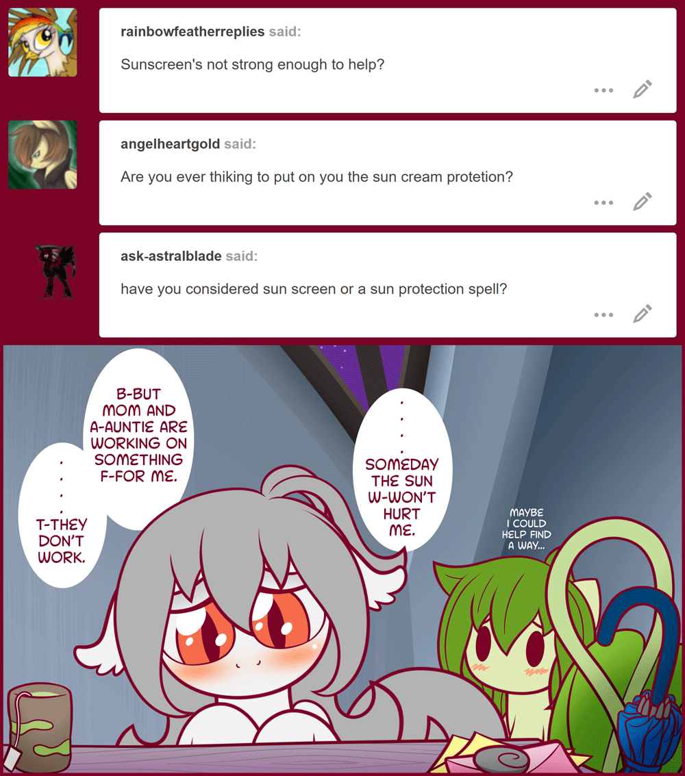 ask-laichi:“R-rainbow hair??…” This one’s a little sadder but we end with