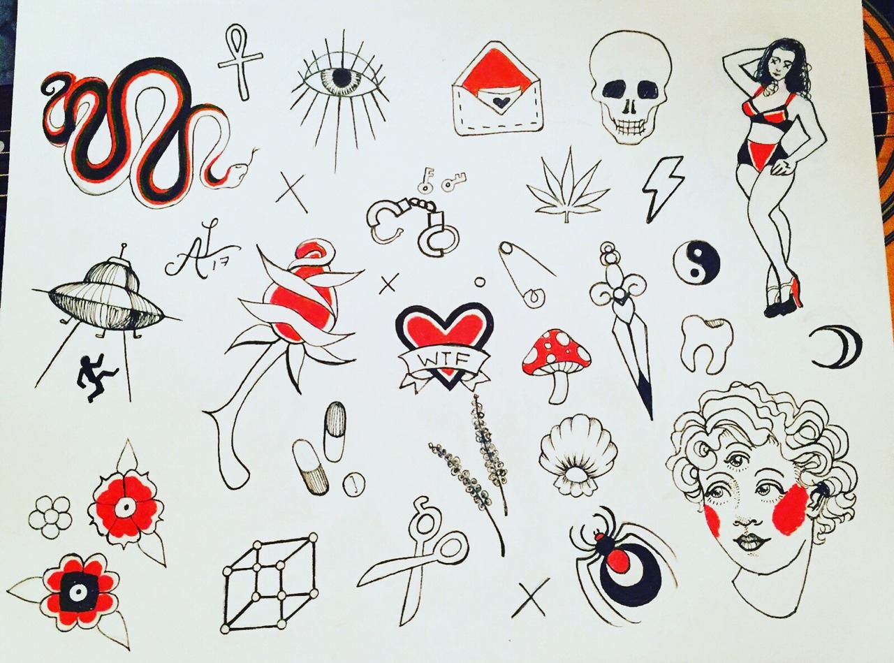 artsy aesthetic stick and poke tattoo doodles Greeting Card for Sale by  bcolagreco  Redbubble