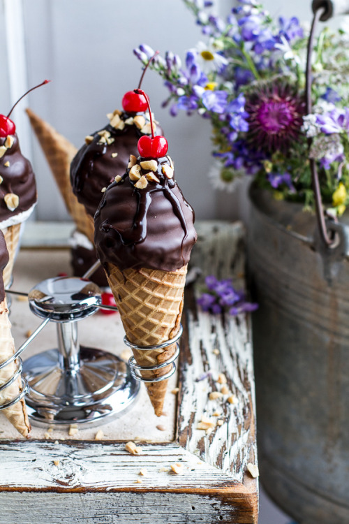 soul-in-completion:  dynastylnoire:  foodffs:  Hot Fudge Brownie and Double Scooped Ice Cream Sundae High Hat Cupcakes…in a Cone! Really nice recipes. Every hour.  O.O OH MY LORT!!!!!  Holy fuck fest, please tell me there is a way this can be veganised?!?