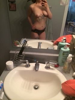 bongrips-piercednips:  my bathroom mirror is in dire need of a cleaning haha   - Meagan 