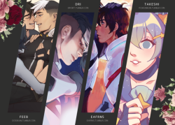 hanakotobazine: hanakotobazine:  A closer look at our amazing team of artists!  Feeb / @dogskun​ / Twitter // Dri / @drisrt​ / Instagram / Twitter // Eafrns / @eafrns​ /  Twitter / Instagram // Takeshi / @foxkunkun​ / Twitter  Hunter / @gentlemandeerlord​