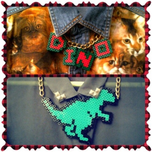 Are you more DINO or DINOSAUR? Necklaces made by Bowsdontcry. For more info contact me on bowsdontcr