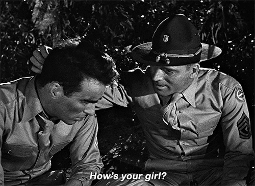 divineandmajesticinone:Montgomery Clift and Burt LancasterFROM HERE TO ETERNITY (1953) | dir. Fred Z