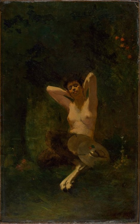 themacabrenbold:Thomas Wilmer Dewing (1851–1938) Fauness , oil on paper date unknown