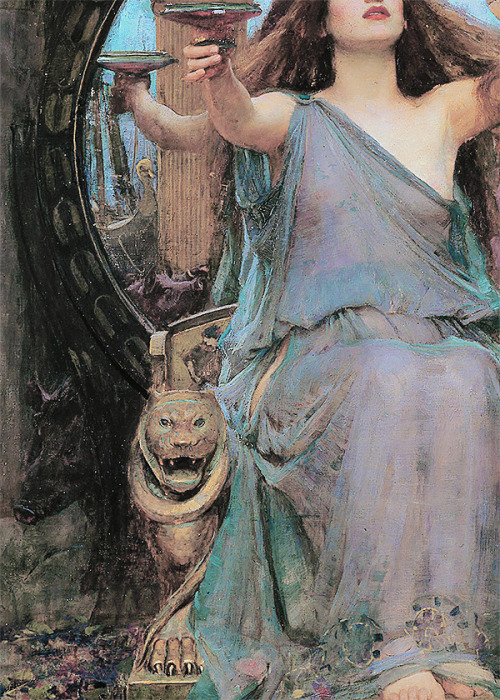 qveenofwinter:Circe offering the cup to Ulysses, John William Waterhouse, 1891 (detail).