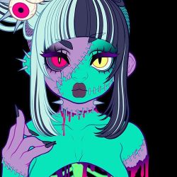 gunkiss:  Wanted to do a redo of my Z-Cutie character, for many reasons, but I decided to do it with a twist and do a Nega version, so this is a #wip of Nega Z-Cutie 😊 #zombie #monstergirl #oc