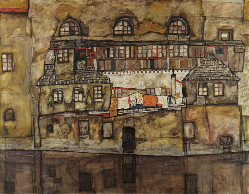 Egon Schiele. House Wall on the River. 1915. Belvedere Gallery, Vienna.