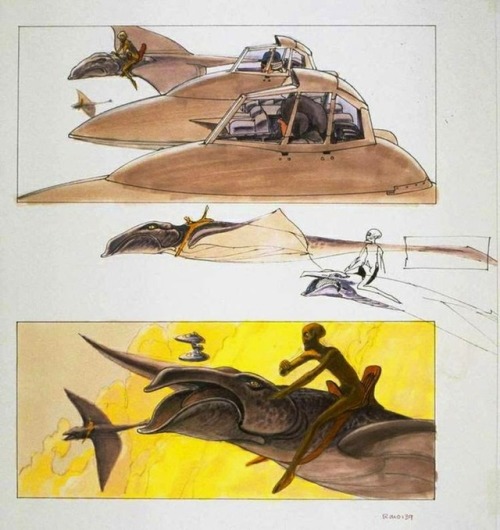 Though these flying creature designs by Ralph McQuarrie weren’t used for The Empire Strikes Back, th