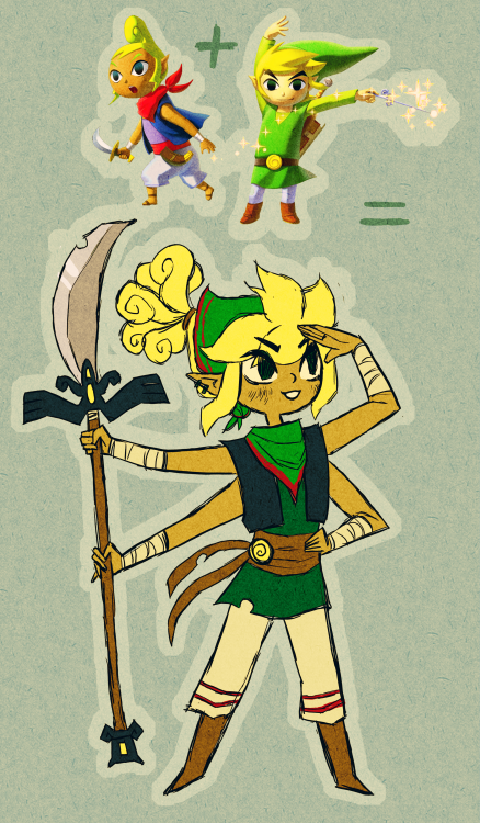 icosa: Fu-sion ha!! Yesterday I was suddenly struck with the idea to do some Wind Waker fusions ^^ 