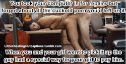 littlecheatingslutcaptions:  Original cheating and cuckold captions! Hundreds of original sissy captioned gifs! 