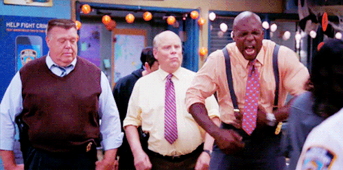 itsbrooklyn99: ┌( ಠ_ಠ)┘ Rosa snapping Terry’s suspenders Requested by anonymous ヽ(ಠ_ಠ)ノ